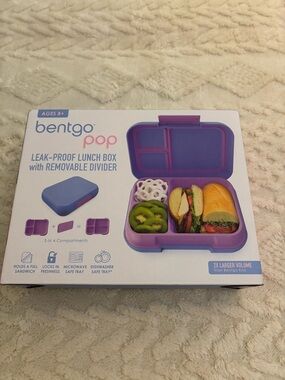 Bentgo pop leak proof lunch box with removable divider periwinkle and pink.